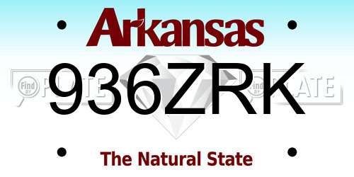 936ZRK Arkansas License Plate
