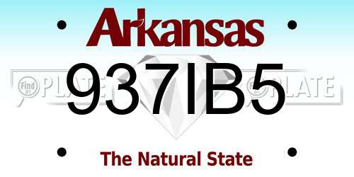 937IB5 Arkansas License Plate