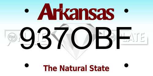 937OBF Arkansas License Plate