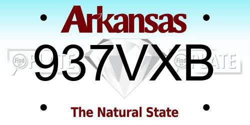 937VXB Arkansas License Plate