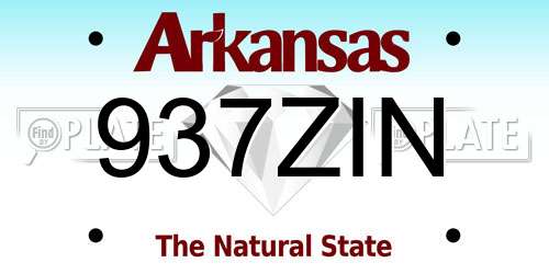 937ZIN Arkansas License Plate