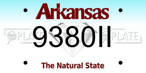 9380II Arkansas License Plate