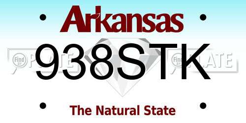 938STK Arkansas License Plate