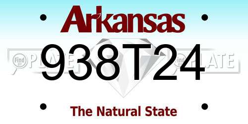 938T24 Arkansas License Plate