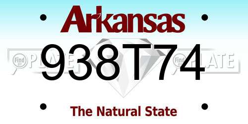 938T74 Arkansas License Plate