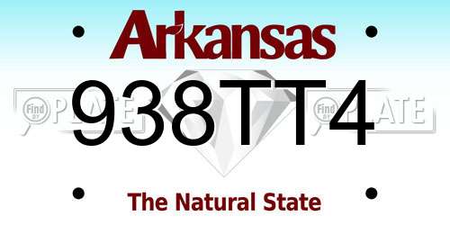 938TT4 Arkansas License Plate