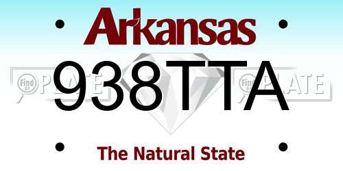 938TTA Arkansas License Plate