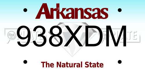 938XDM Arkansas License Plate