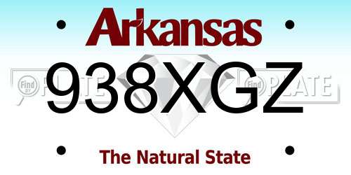 938XGZ Arkansas License Plate