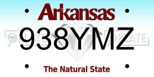 938YMZ Arkansas License Plate