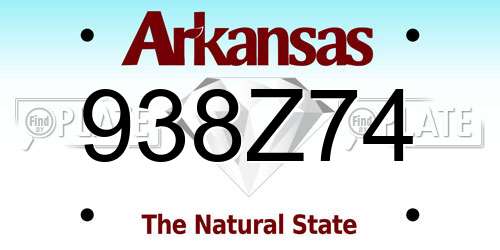 938Z74 Arkansas License Plate