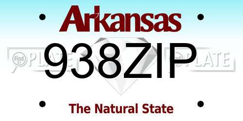 938ZIP Arkansas License Plate