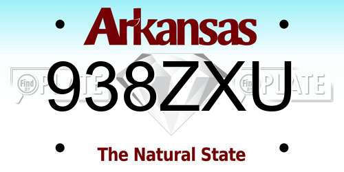 938ZXU Arkansas License Plate