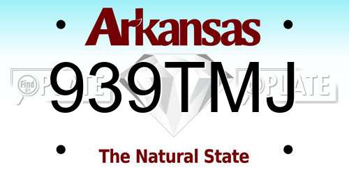 939TMJ Arkansas License Plate