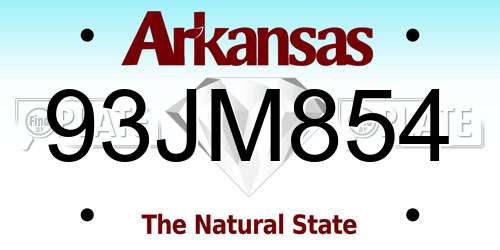 93JM854 Arkansas License Plate