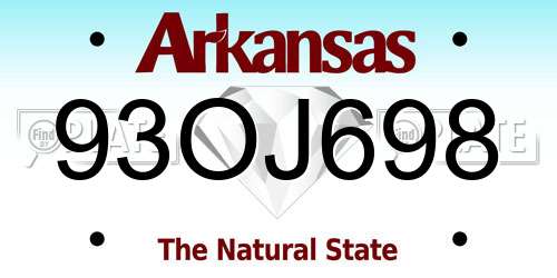 93OJ698 Arkansas License Plate