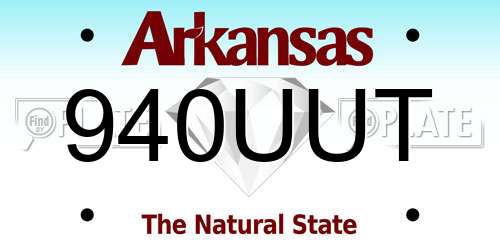 940UUT Arkansas License Plate