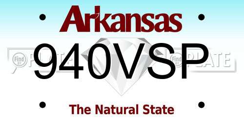 940VSP Arkansas License Plate