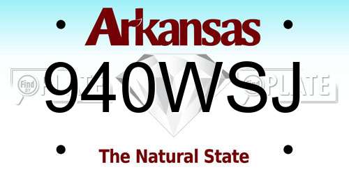 940WSJ Arkansas License Plate