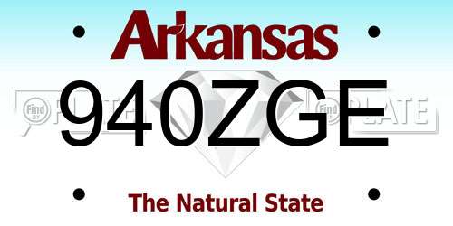 940ZGE Arkansas License Plate
