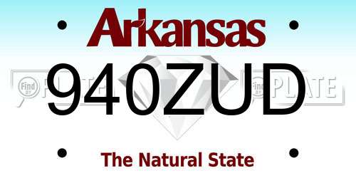 940ZUD Arkansas License Plate