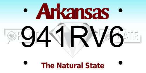941RV6 Arkansas License Plate