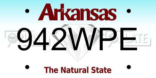 942WPE Arkansas License Plate