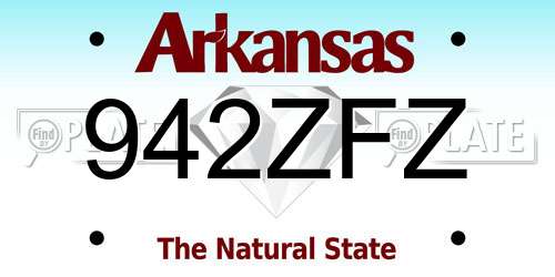 942ZFZ Arkansas License Plate