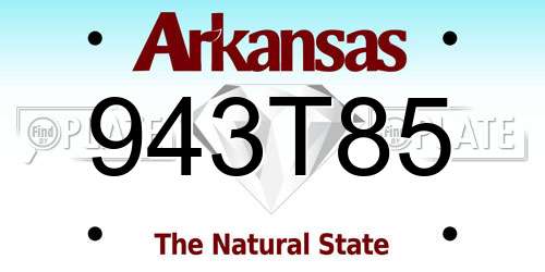 943T85 Arkansas License Plate