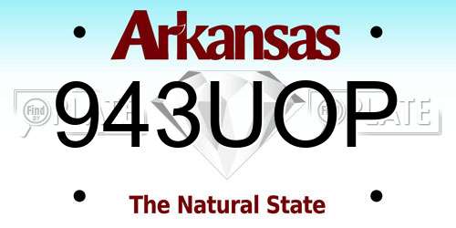 943UOP Arkansas License Plate