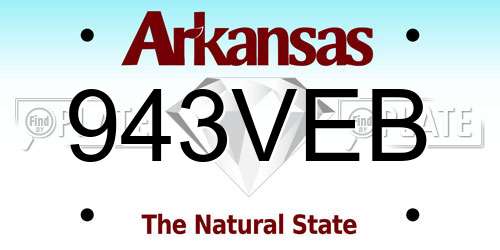 943VEB Arkansas License Plate
