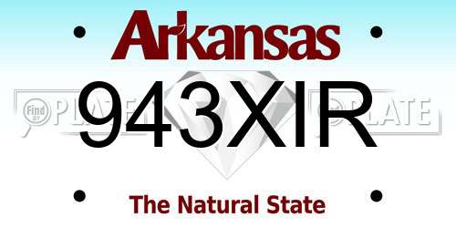 943XIR Arkansas License Plate