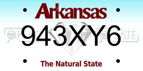 943XY6 Arkansas License Plate
