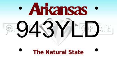 943YLD Arkansas License Plate