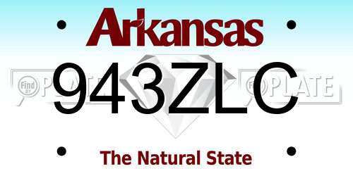 943ZLC Arkansas License Plate