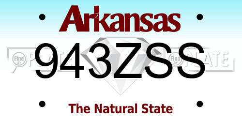 943ZSS Arkansas License Plate