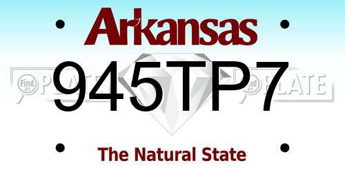 945TP7 Arkansas License Plate