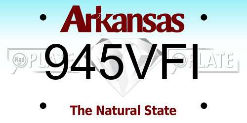 945VFI Arkansas License Plate