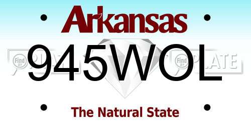 945WOL Arkansas License Plate