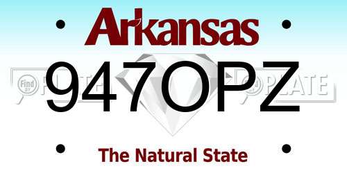 947OPZ Arkansas License Plate