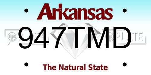 947TMD Arkansas License Plate