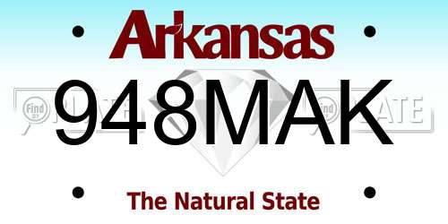 948MAK Arkansas License Plate