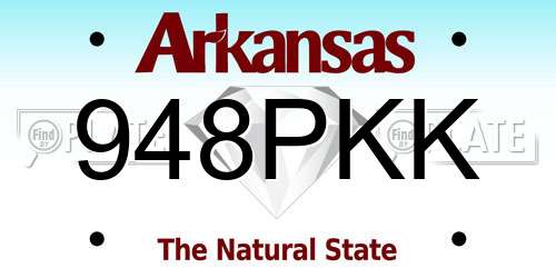 948PKK Arkansas License Plate
