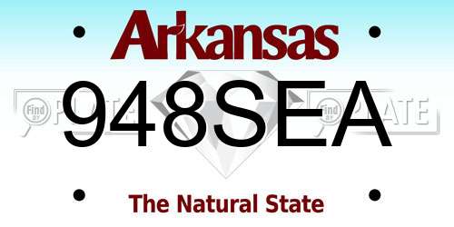 948SEA Arkansas License Plate