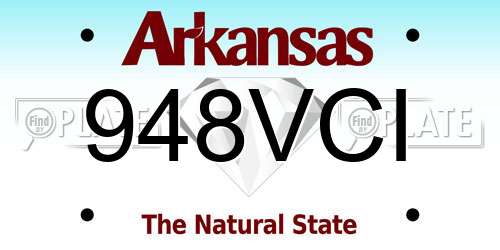 948VCI Arkansas License Plate