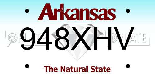 948XHV Arkansas License Plate