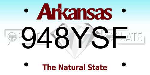 948YSF Arkansas License Plate