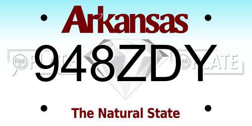 948ZDY Arkansas License Plate