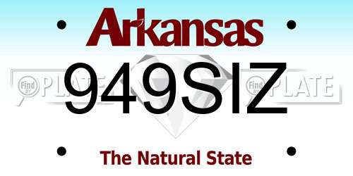 949SIZ Arkansas License Plate