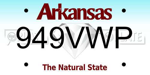 949VWP Arkansas License Plate